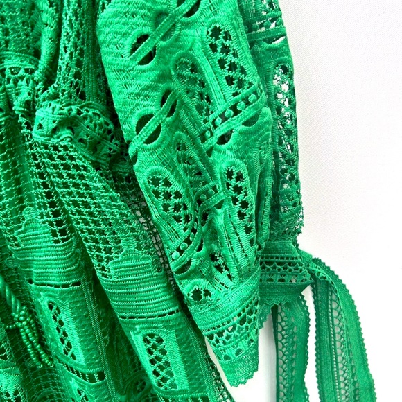 House Of Harlow 1960 Dress Green Guipure Lace Maxi Floral - Picture 10 of 10